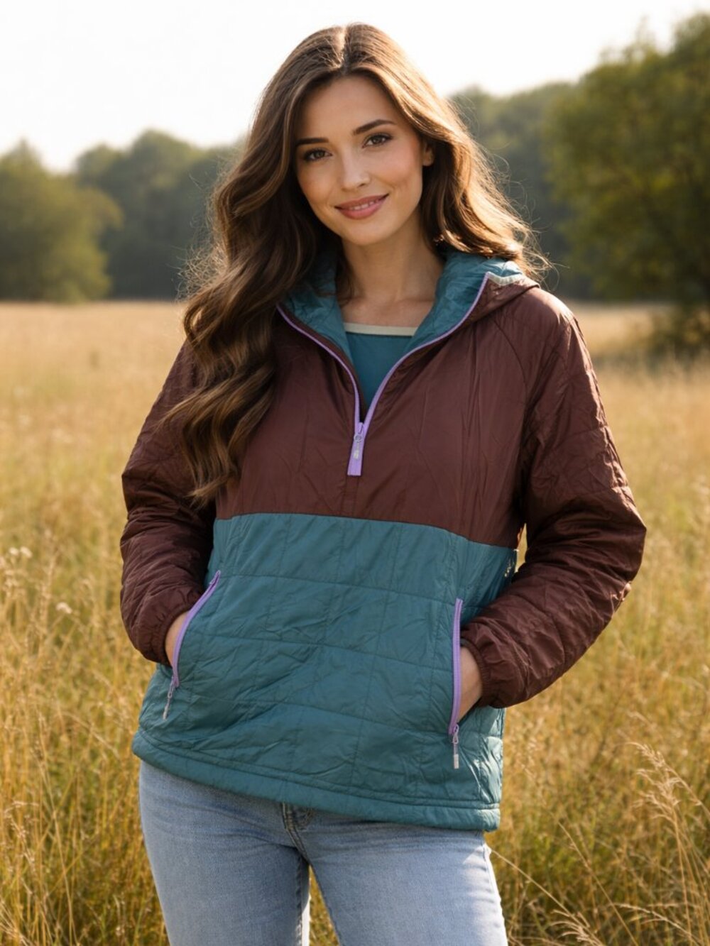 Hexa Women's 1/4 Zip Colorblock Insulated Pullover Jacket